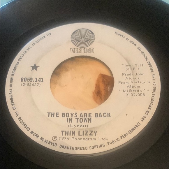 💥3/$20 Vintage Thin Lizzy Vinyl Record 45 RPM - Picture 1 of 5
